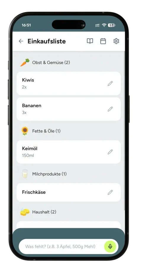 nomli App Einkaufsliste