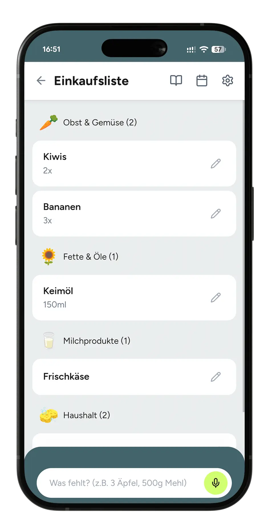 nomli App Einkaufsliste