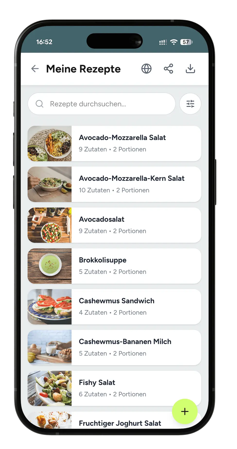 nomli App Rezeptansicht